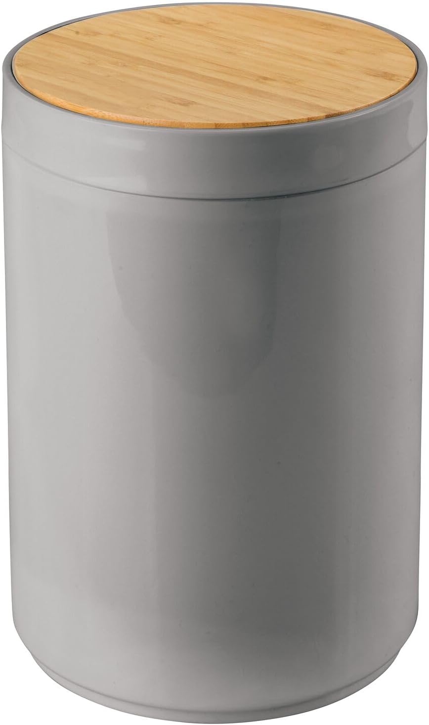 mDesign Plastic Round Trash Can Small Wastebasket - Garbage Bin Container with Swing-Close Lid