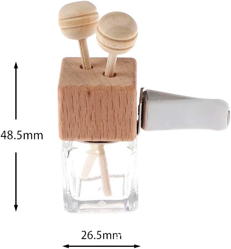 10 Pack,8ml Clear Glass Car Air Freshener Perfume Clip Diffuser,Empty Essential Oil Perfume Vials