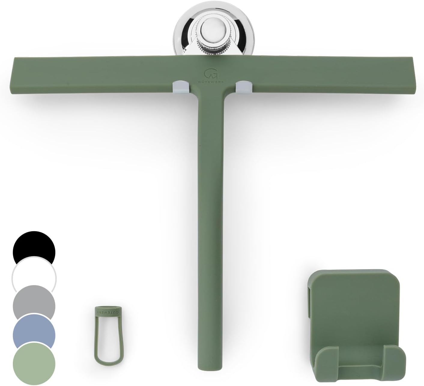 GÜTEWERK Shower Squeegee for Glass Doors, Silicone Window Squeegee, Bathroom and Glass Cleaning