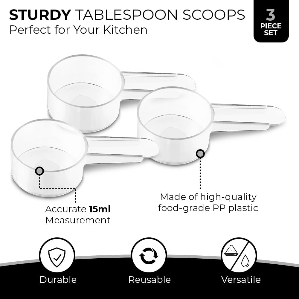 3 Pack Tablespoon Measuring Spoon Set with Short Handle Coffee Scoop - 1 Tablespoon (15 ML) Clear