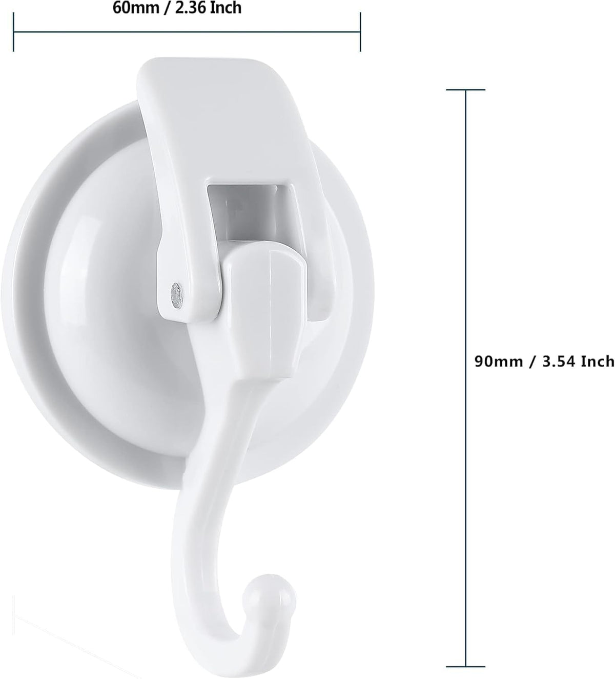 Heavy Duty Shower Suction Cup Hooks - Glass and Bathroom Robe Hangers, Reusable, No Hole Punch