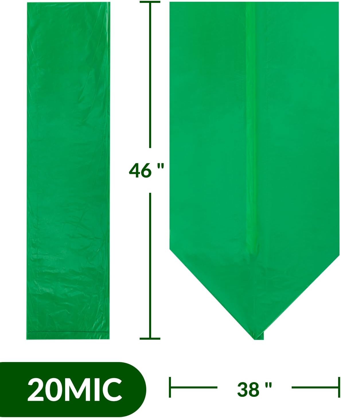 100 Count 100% Biodegradable and Compostable Trash Bags, 40-45 Gallon, 20 Microns, 38x46 Inches