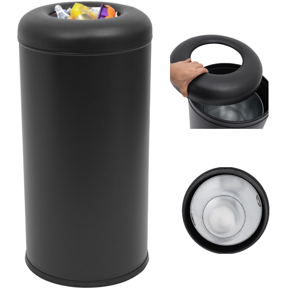 58.6 Liter / 15.48 Gallon Commercial Open Top Trash Can White Stainless Steel Trash Can Outdoor