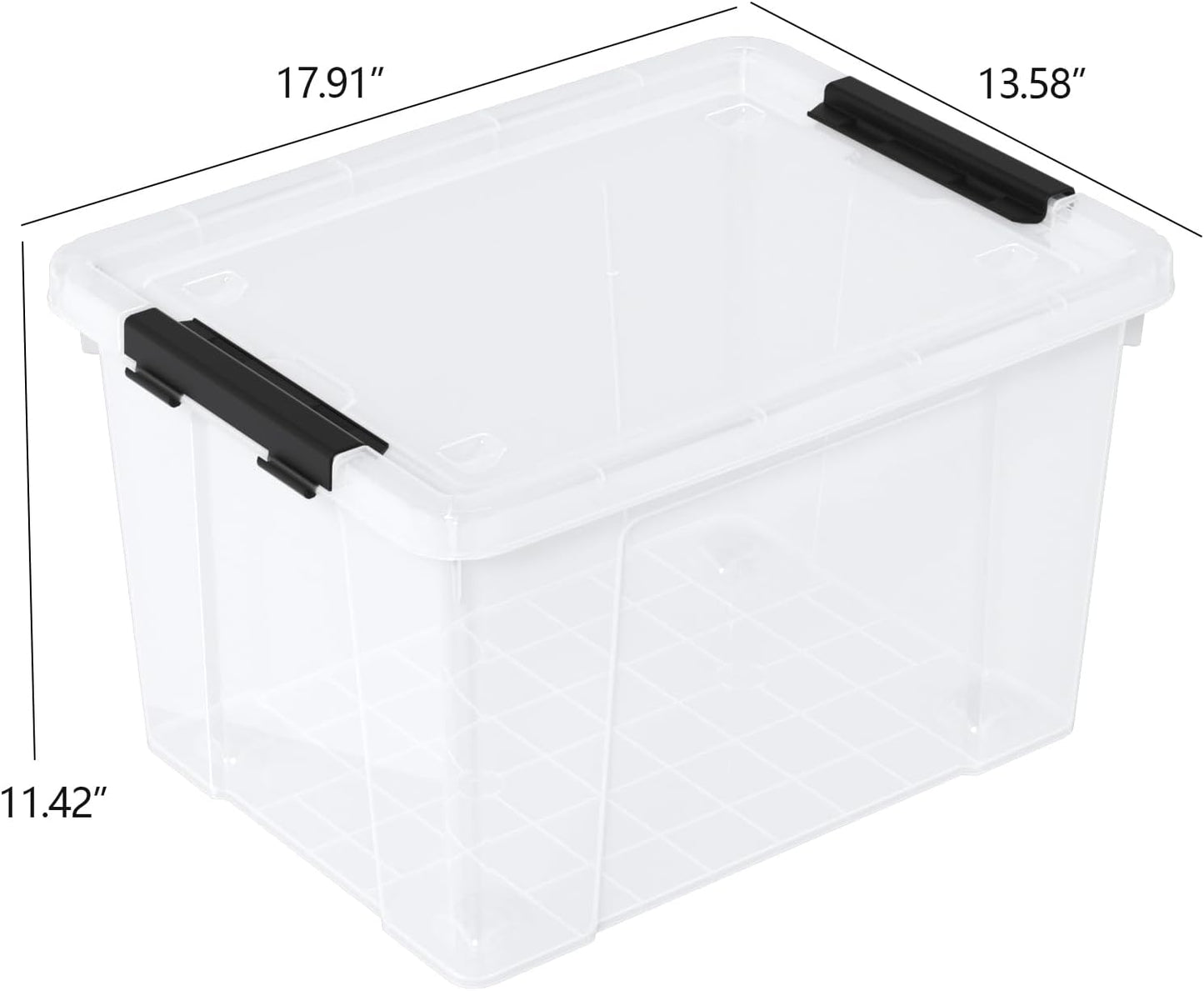 35 Quart Latching Storage Box with Wheels, See-Through Base Plastic Container Bins with Secure