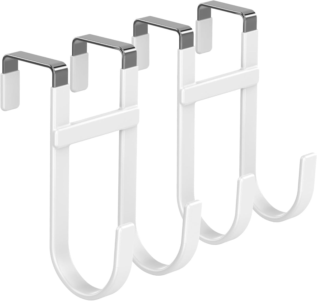 FYY Over The Door Hooks - 2 Pack Heavy Duty Dual-Hook Organizer Hanger with Non-Slip Rubber for