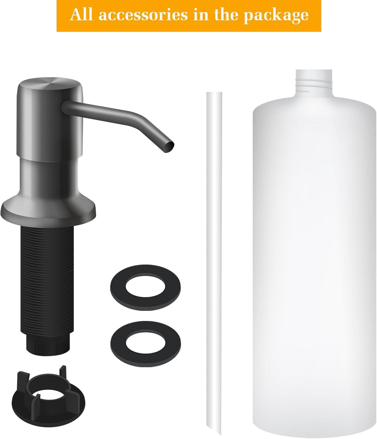 Soap Dispenser for Kitchen Sink, Built in Sink Soap Dispenser Lotion Dispenser with 17 OZ Bottle