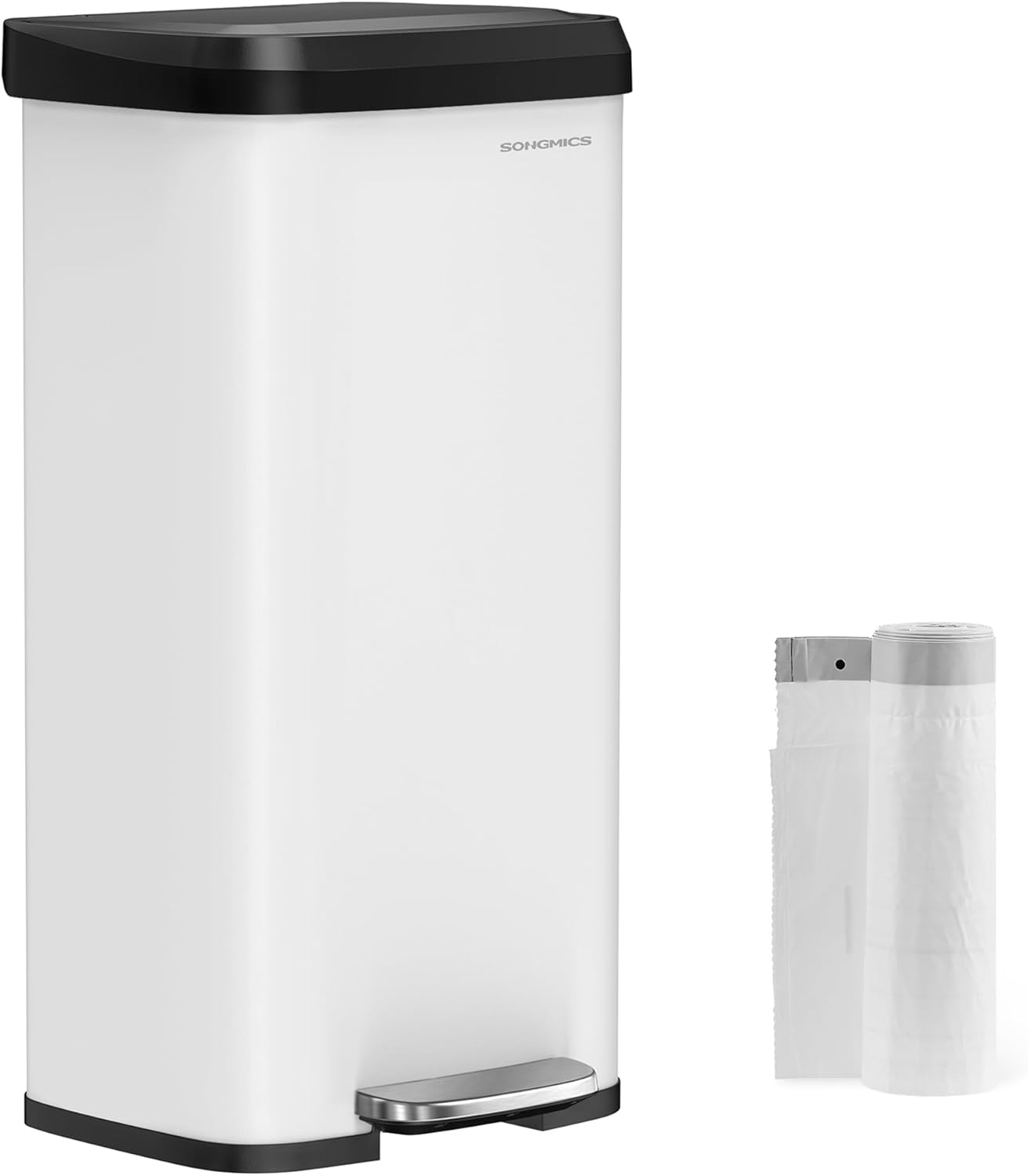 SONGMICS Kitchen Trash Can, 18-Gallon Stainless Steel Garbage Can, with Stay-Open Lid and Step-on