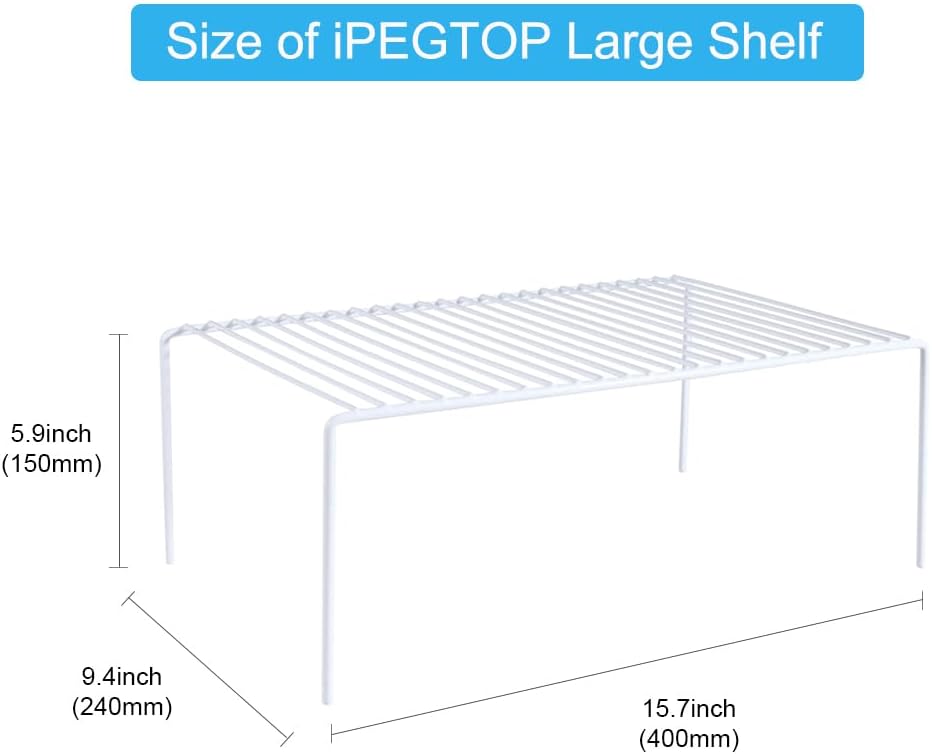 iPEGTOP Large (15.7 x 9.4 Inch) Kitchen Freezer Cabinet Storage Shelf, Set of 4 Rustproof Metal