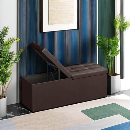 SONGMICS MAZIE Collection - 43 Inches Storage Ottoman Bench with Flipping Lid, Storage Chest with