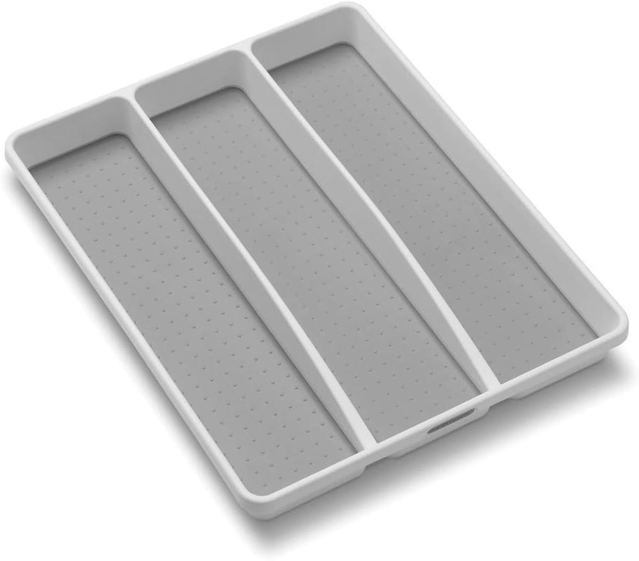 madesmart Classic Large Utensil Tray, Soft Grip, Non-Slip Kitchen Drawer Organizer, 3 Compartments