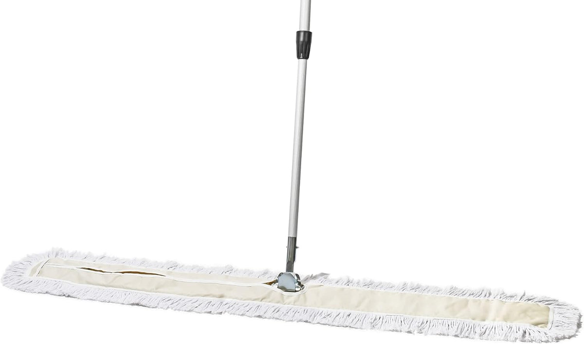 Commercial Dust Mop – 60 Inch Floor Sweeper for Hardwood, Reusable Cotton Mop Head, Extendable
