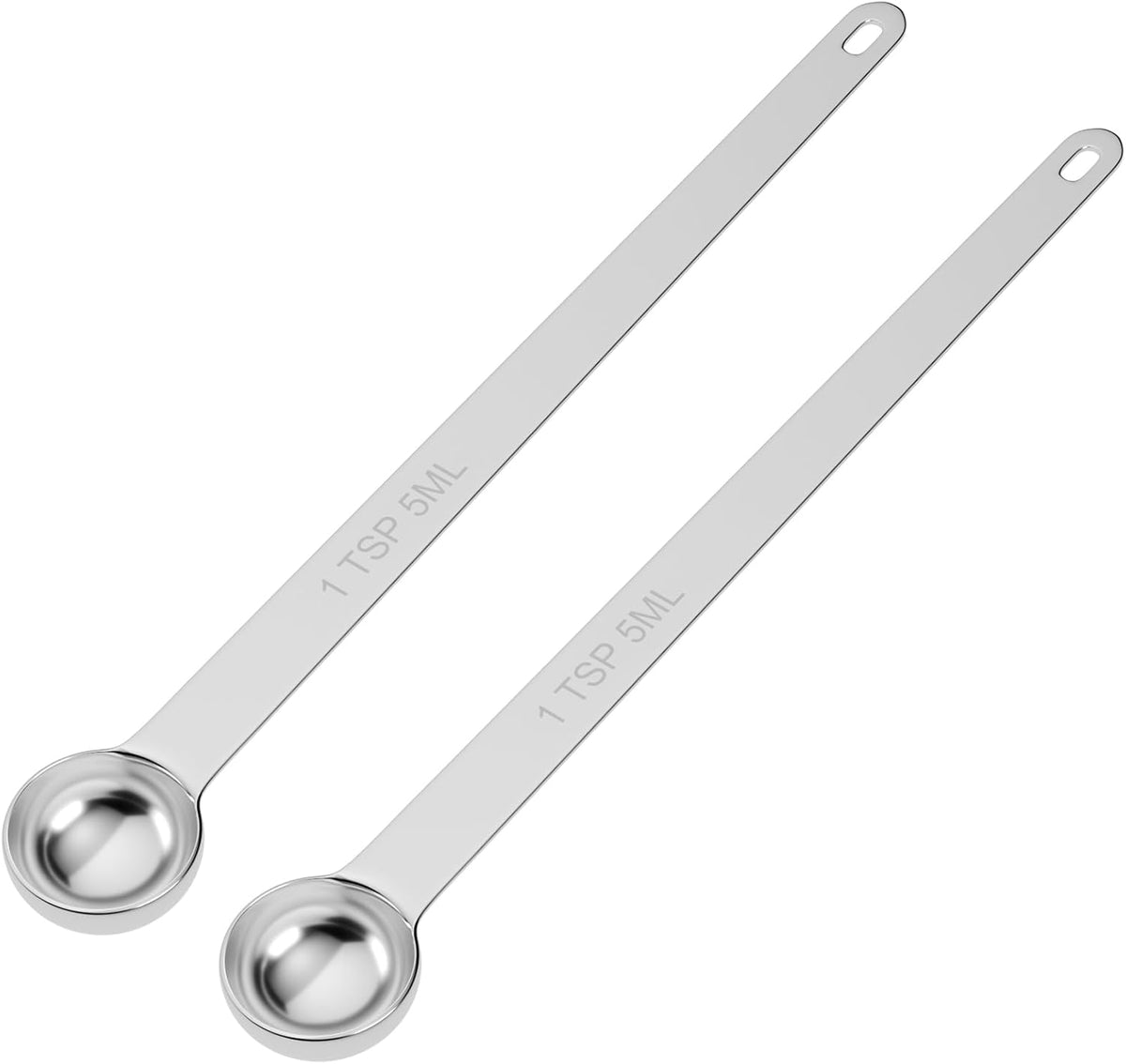 2PCS 1Tsp(1/3tbsp, 5ml) Extra Long Handle Measuring Spoon, Single Stainless Steel Individual