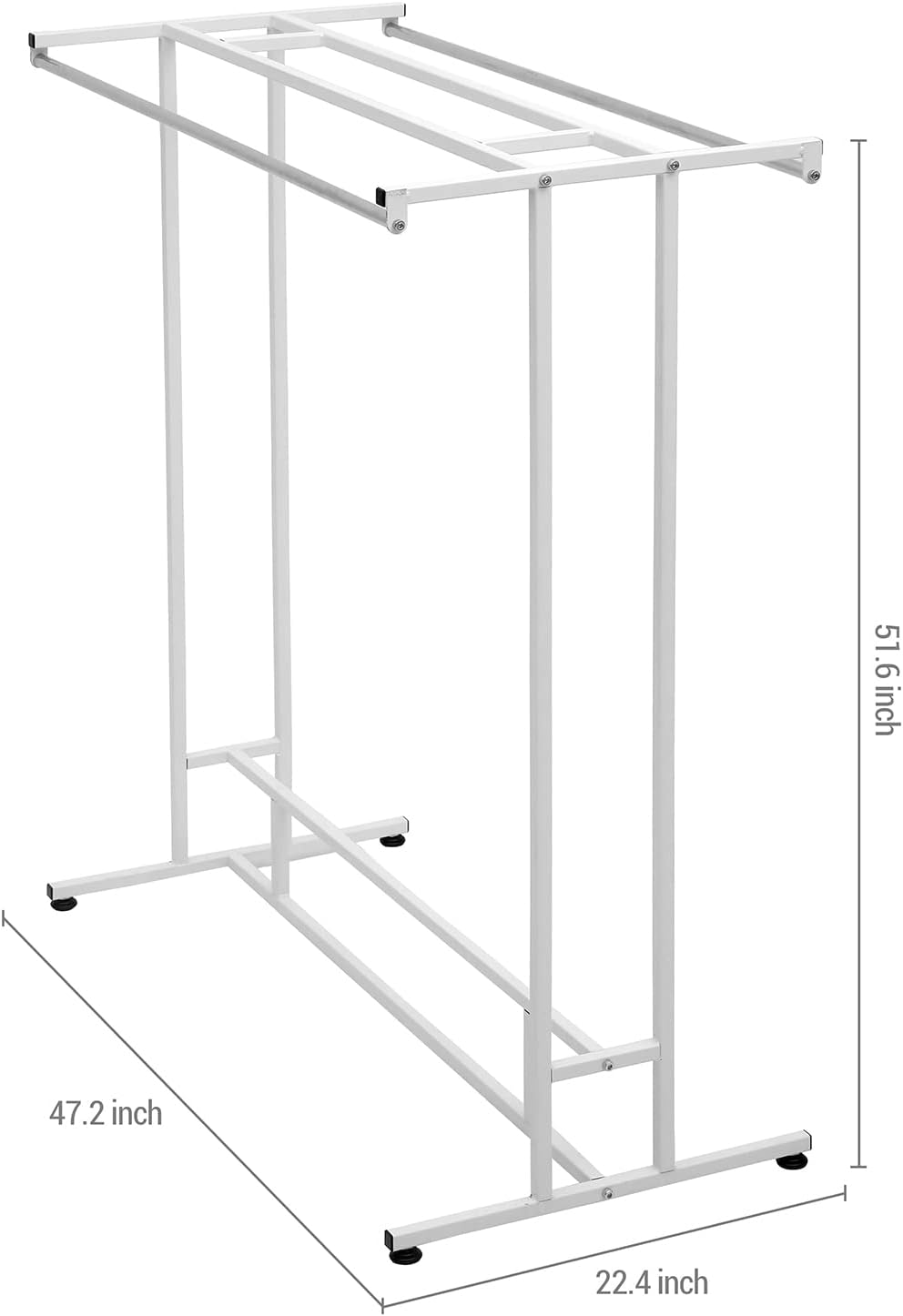 MyGift White Stainless Steel Freestanding Garment Rack, Heavy Duty Double Rod Clothes Rack Clothing