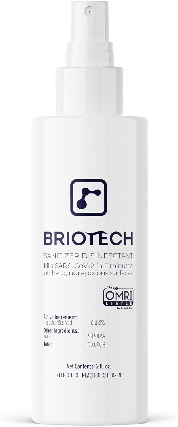 BRIOTECH Sanitizer Disinfectant Hypochlorous Spray, Kill 99.99% of Viruses & Bacteria, Control
