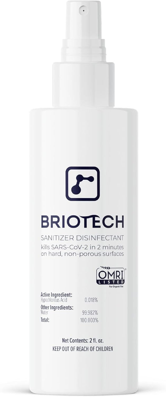BRIOTECH Sanitizer Disinfectant Hypochlorous Spray, Kill 99.99% of Viruses & Bacteria, Control