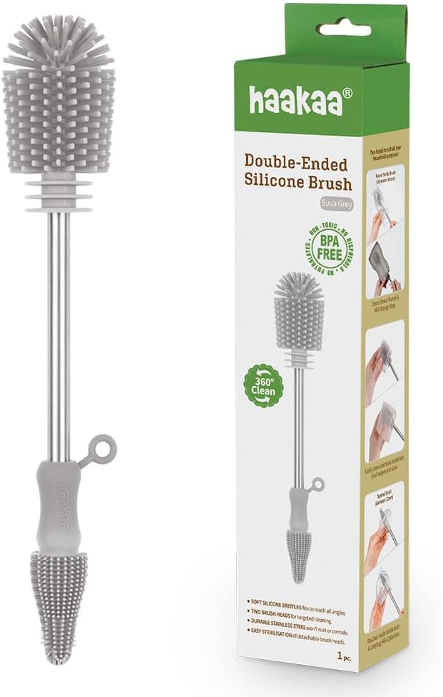 Haakaa Silicone Cleaning Brush Kit – Household Cleaning Brushes for Bottles and Crevices