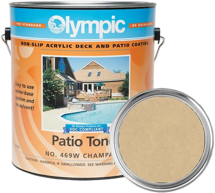 Olympic Patio Tones - Champagne - 1 Gallon - Non-slip acrylic deck and patio coating, concrete
