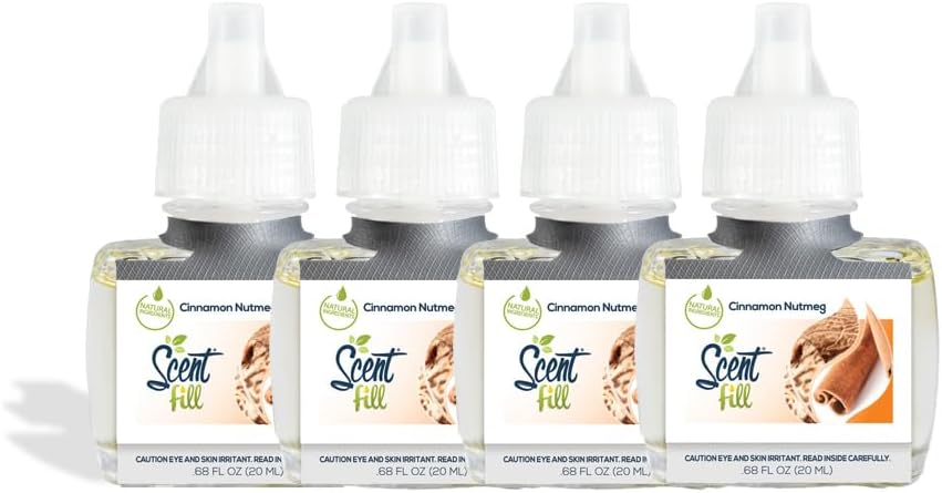 Scent Fill Sweet & Spicy Cinnamon Nutmeg Plug in Air Freshener, 4 Scented Oil Refills