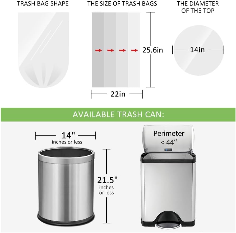 8 Gallon 130 Counts Strong Trash Bags Garbage Bags by RayPard, fit 30 Liter Kitchen Waste Basket
