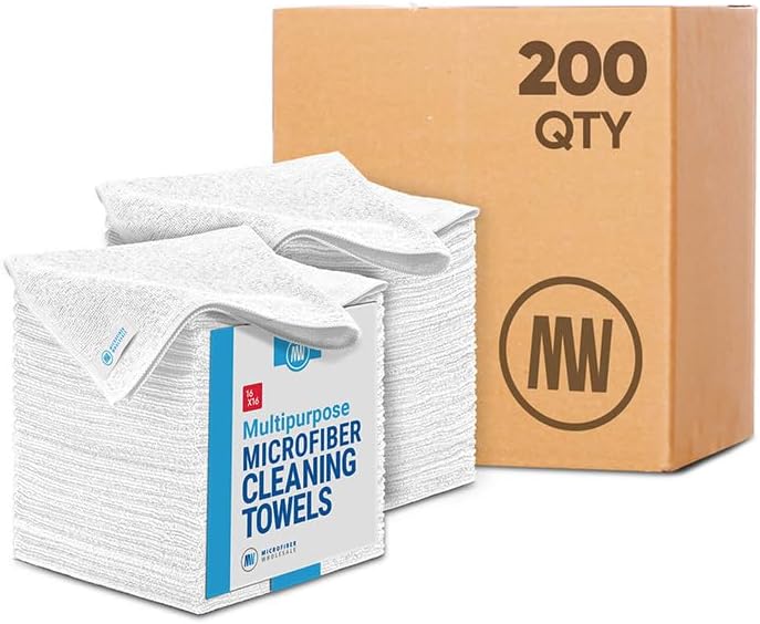 Microfiber Wholesale Bulk 16" x 16" All Purpose Towels Case Quantity (200 Count) | Large | No