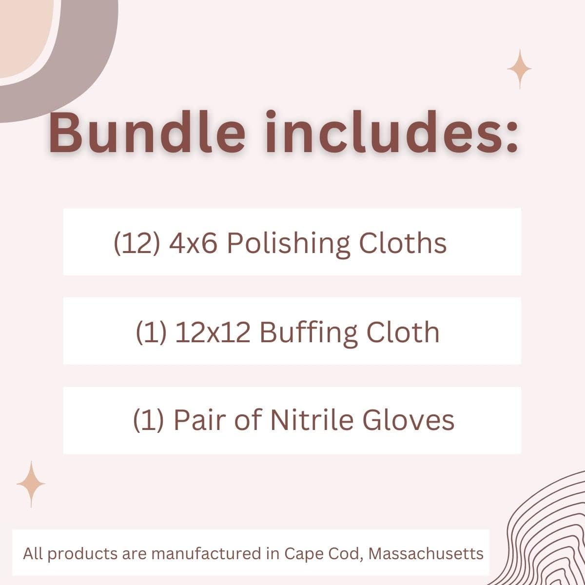 Cape Cod Polishing Metal Tin Bundle for Fine Metals | (12) 4X6 Polishing Cloths | (1) 12x12 Buffing