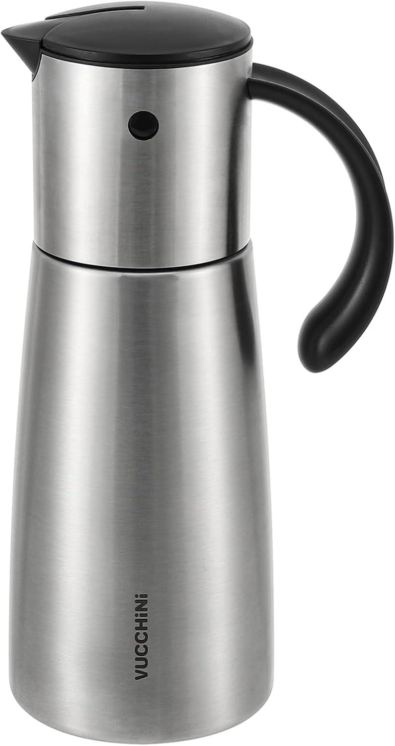 Vucchini Oil Dispenser Bottle Stainless Steel-Auto Flip Kitchen Oil and Vinegar Dispenser Set With