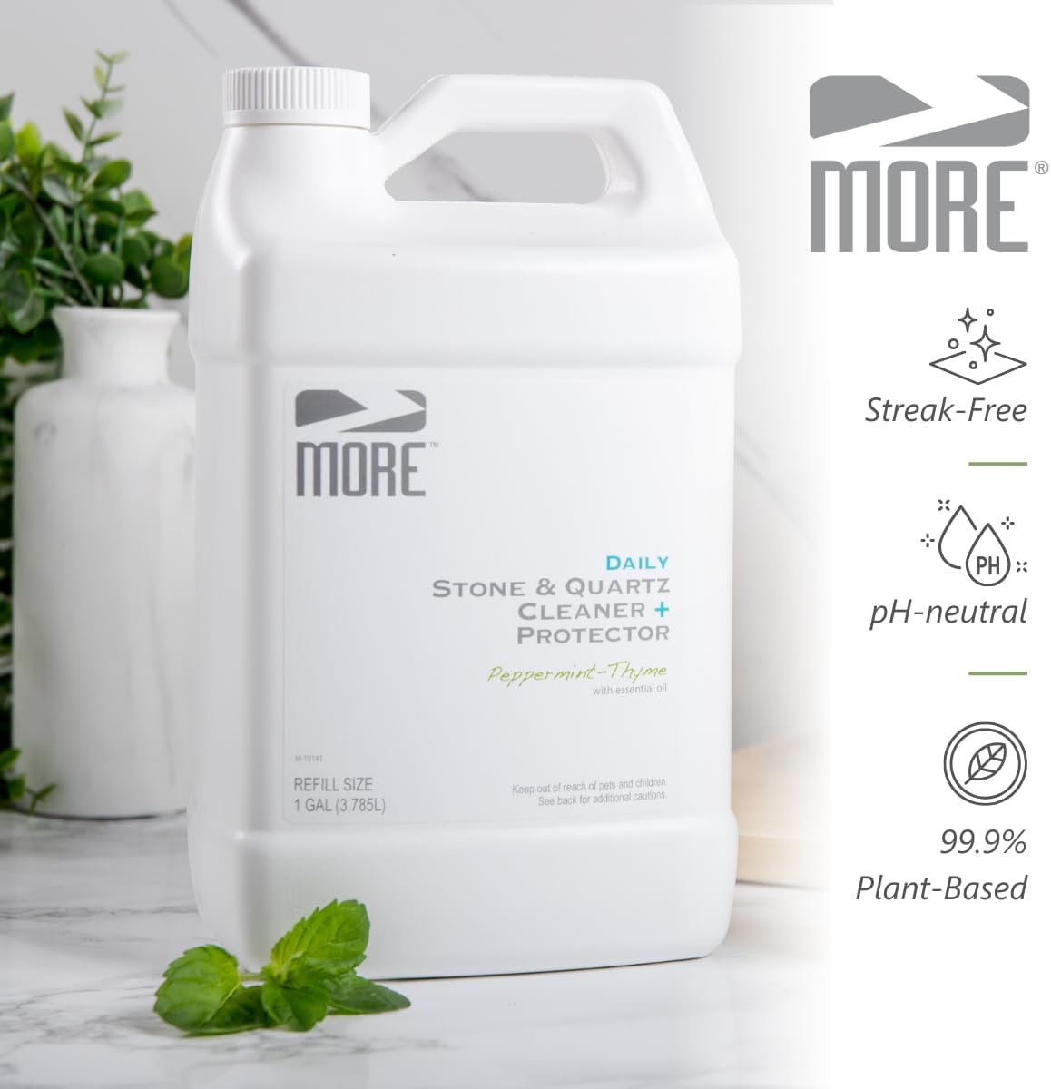 MORE Stone & Quartz Cleaner + Protector - Water-Based Surface Care Spray Refill - For Kitchen &