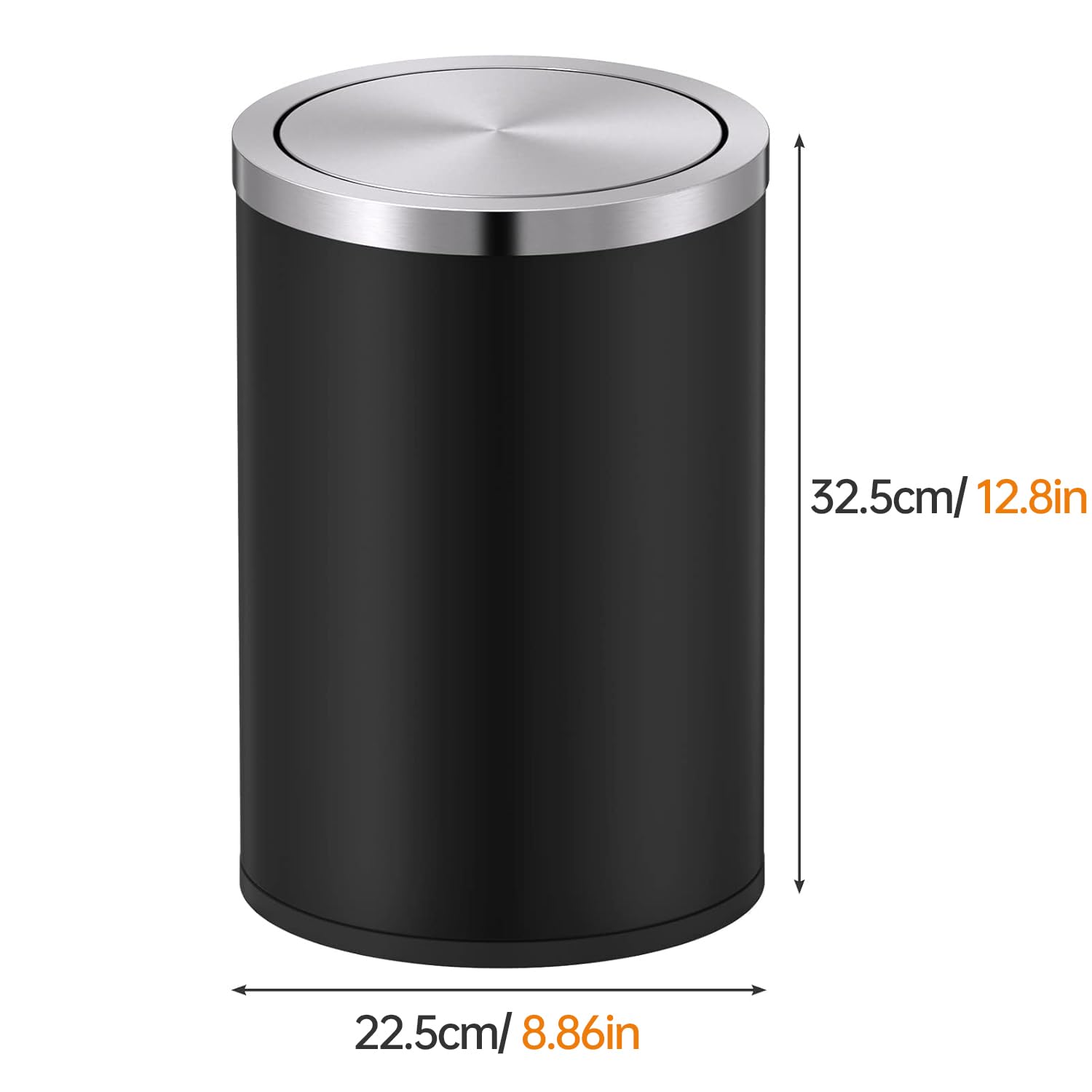Mbillion Small Trash Can with Swing Lid 4 Gallons/15 Liter, Mini Trash Can with lid, Stainless