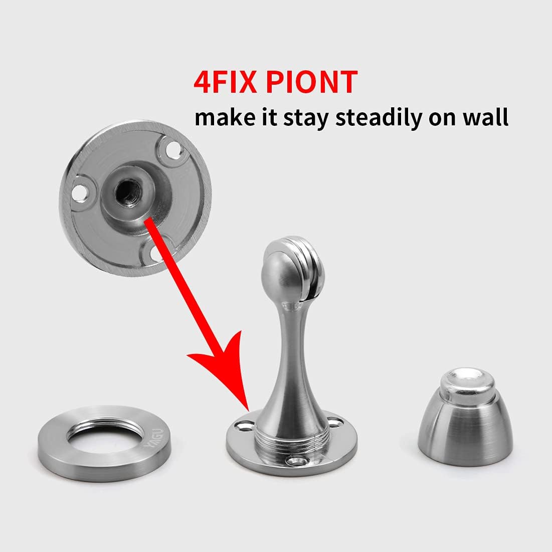 YAGU 2 Pack Silver Magnetic Door Stops Holder, Zinc Alloy Brushed Nickel Door Stoppers Catch Wall