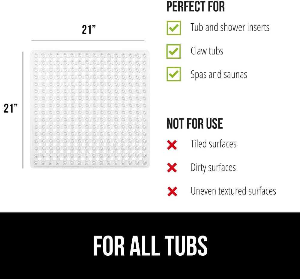 GORILLA GRIP Patented Square Shower Stall Mat, Small Bathtub Floor Mats for Stand Up Showers