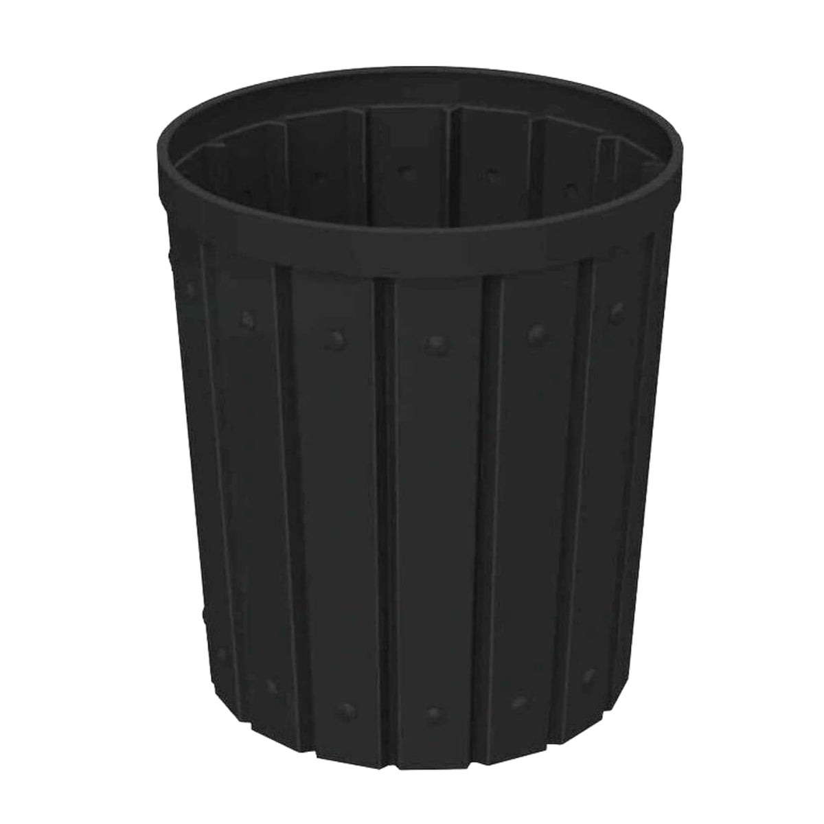 42 Gallon Slatted Circle 100% Recycled Plastic Commercial Outdoor and Indoor Trash Can with Push