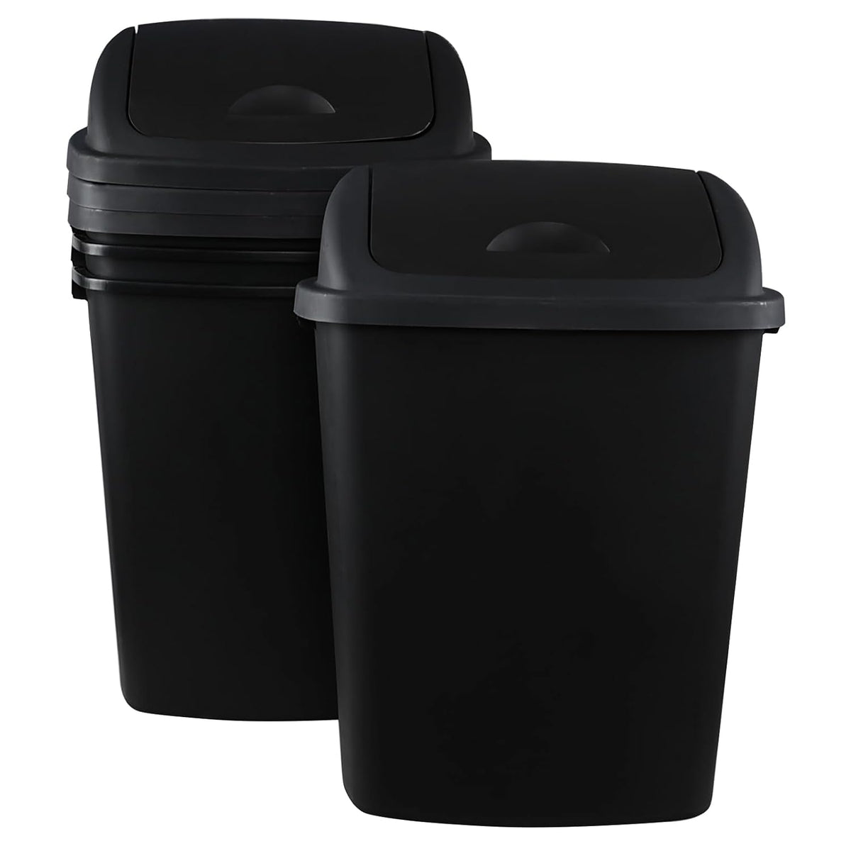 Teyyvn 18 Gallon Tall Plastic Kitchen Trash Can with Swing Lid, 4 Pack Large Plastic Swing Top