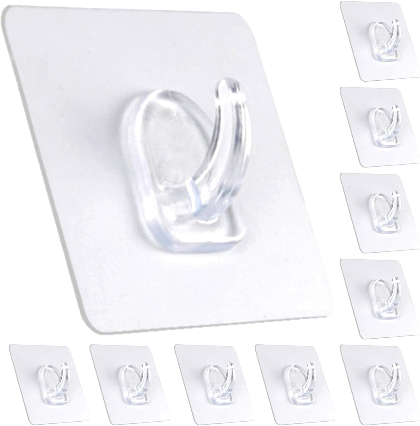 Adhesive Hooks, Heavy Duty Utility Hooks 20 lb(Max) Waterproof and Oilproof Removable, Clear