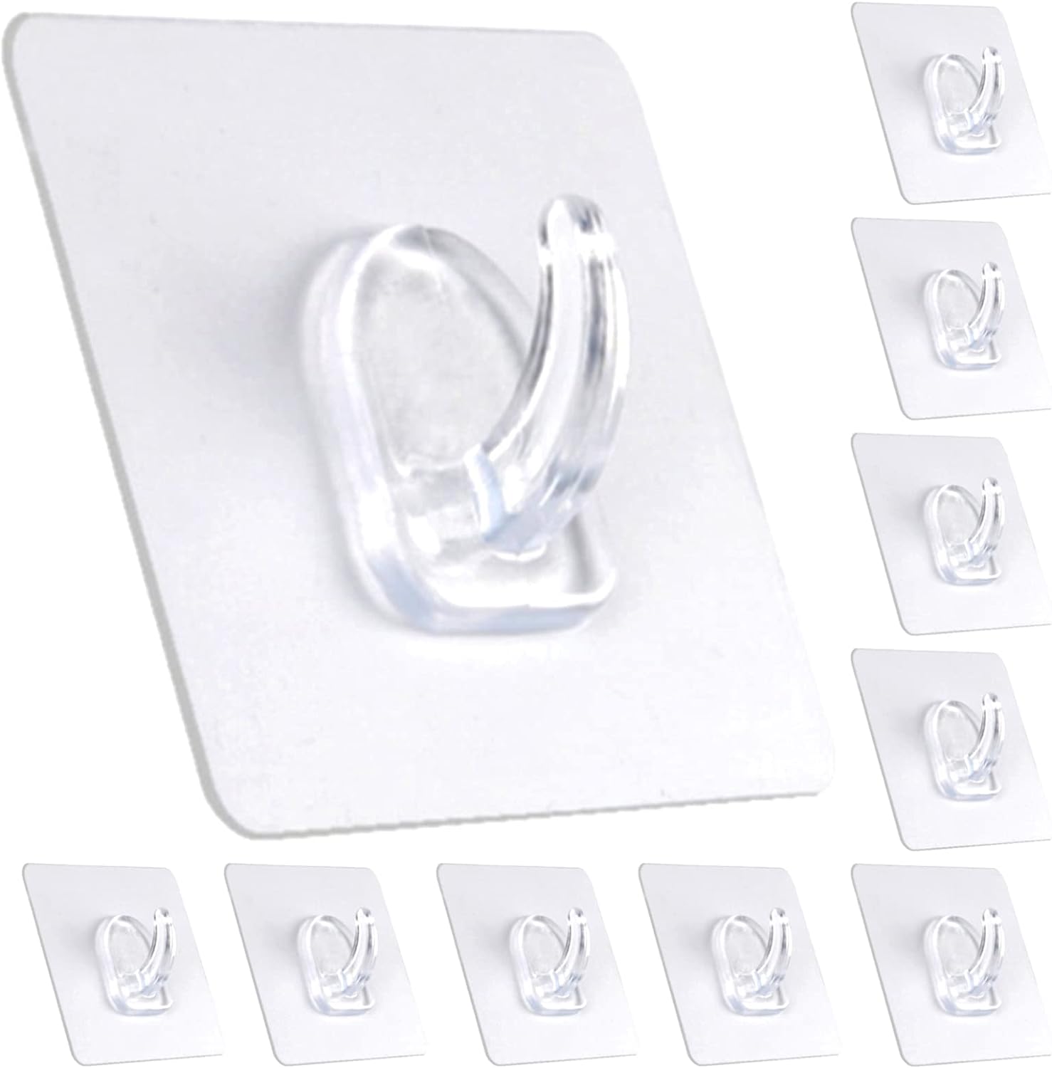 Adhesive Hooks, Heavy Duty Utility Hooks 20 lb(Max) Waterproof and Oilproof Removable, Clear