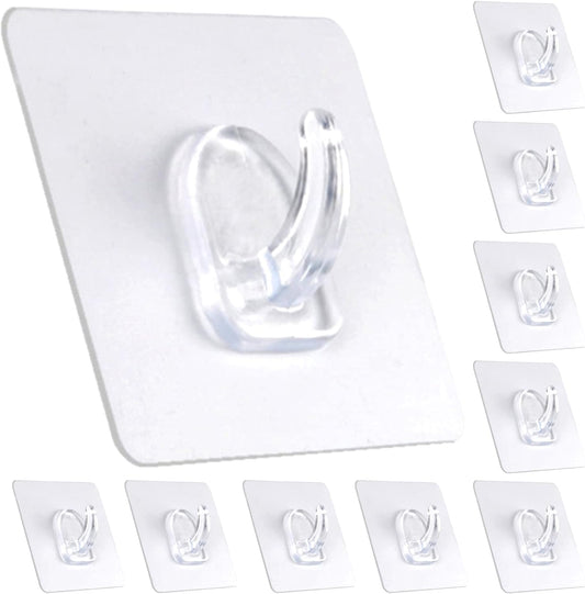 Adhesive Hooks, Heavy Duty Utility Hooks 20 lb(Max) Waterproof and Oilproof Removable, Clear