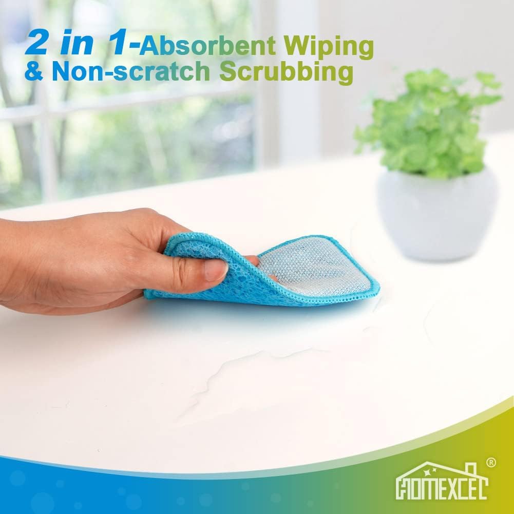 HOMEXCEL 12 Pack Scrub & Wipe Cloths, Dual-Sided Sponges for Kitchen, All-Purpose Cloth for Dishes