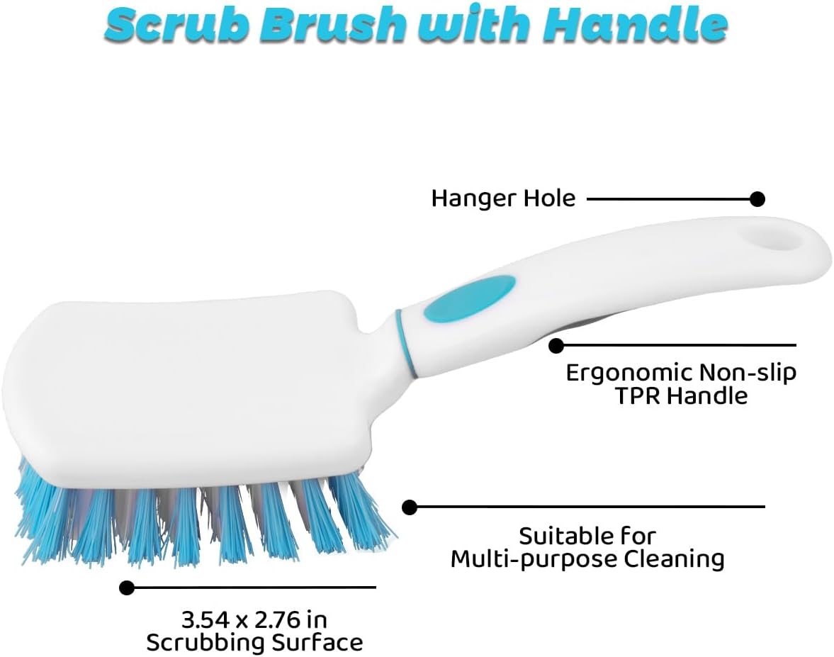 3 Pack Scrub Brush Set, Heavy-Duty Scrub Scrubbing Brushes for Cleaning, Grout Brush with Stiff