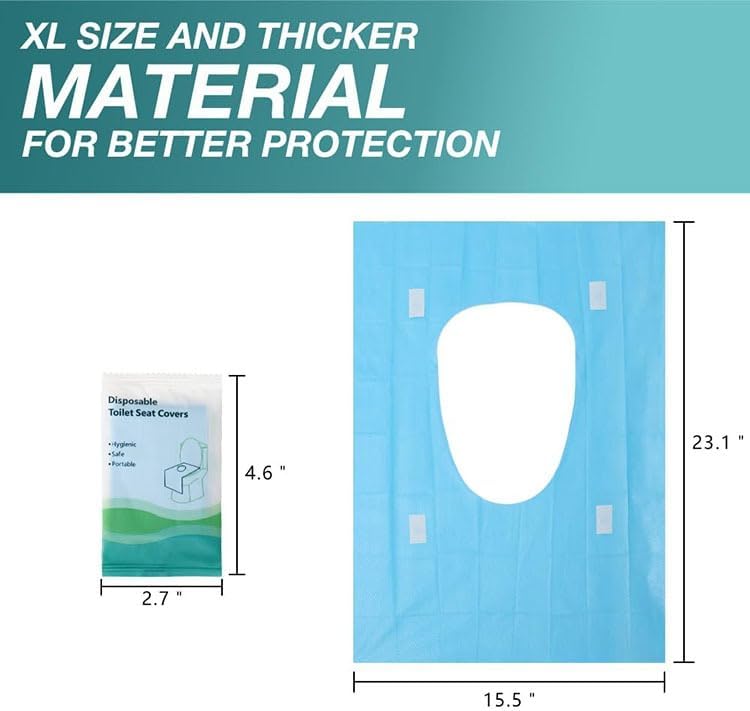 Disposable Waterproof Toilet Seat Covers (10-Pack) – Individually Wrapped XL Portable Potty Liners