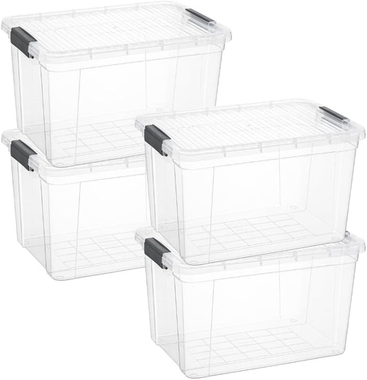 Superio Storage Bins with Lids, Clear Plastic Containers for Organizing, Stackable Totes, BPA Free