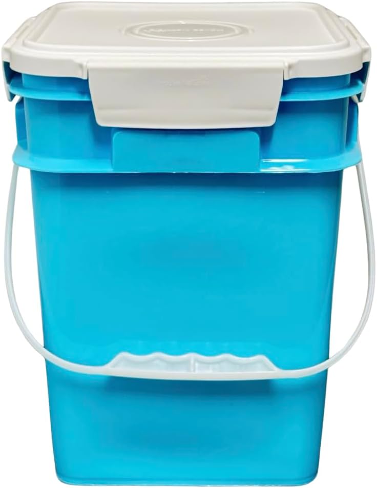 House Naturals 4 Gallon Square Food Grade Bucket Pail with Plastic Handles and Lid (Pack of 3) Made