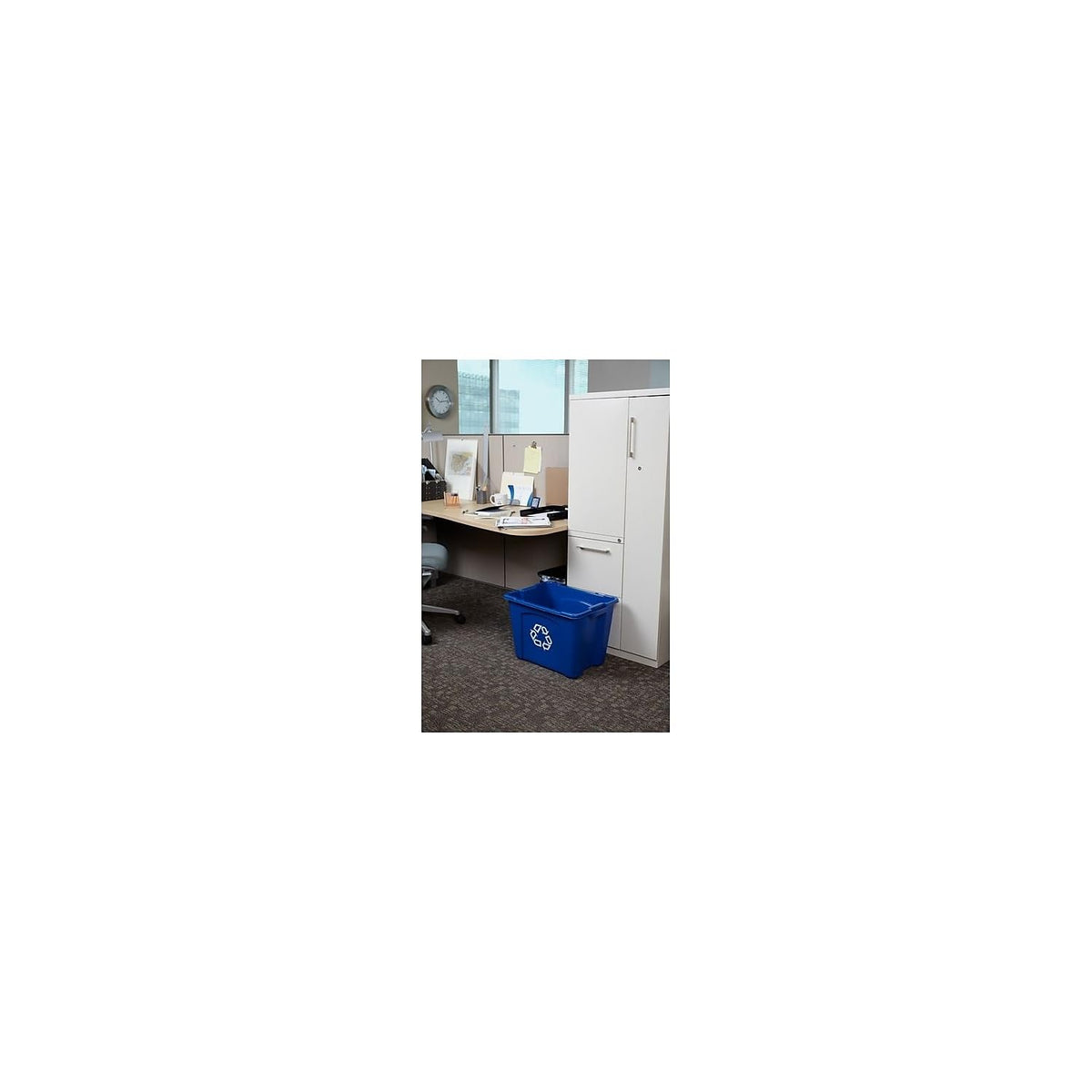 Rubbermaid Commercial Products, Recycling Bin/Box, Stackable, 14 GAL, Blue, for