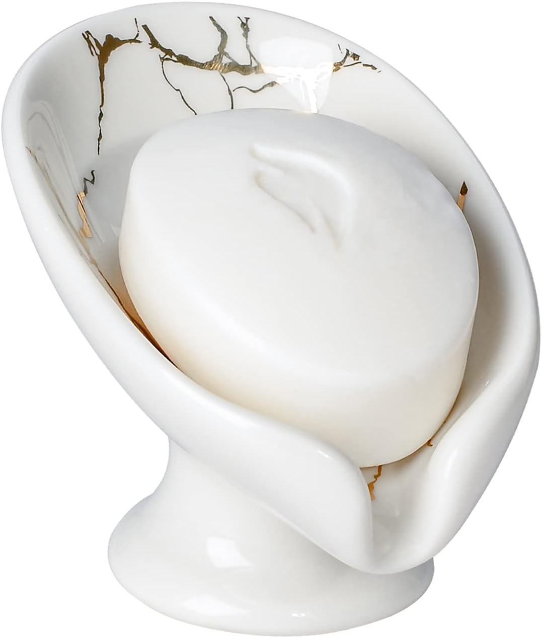 Soap Dish, Soap Holder Self Draining Leaf Shape Soap Dishes, Ceramic Drain Soap Dish for Sink