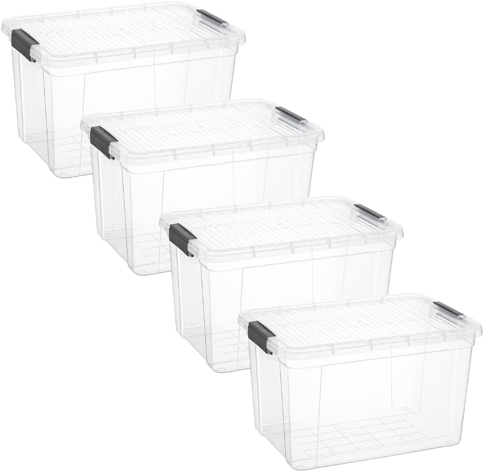 Superio Clear Storage Boxes with Lids, 14.25 Quart Plastic Container Bins for Organizing, Stackable