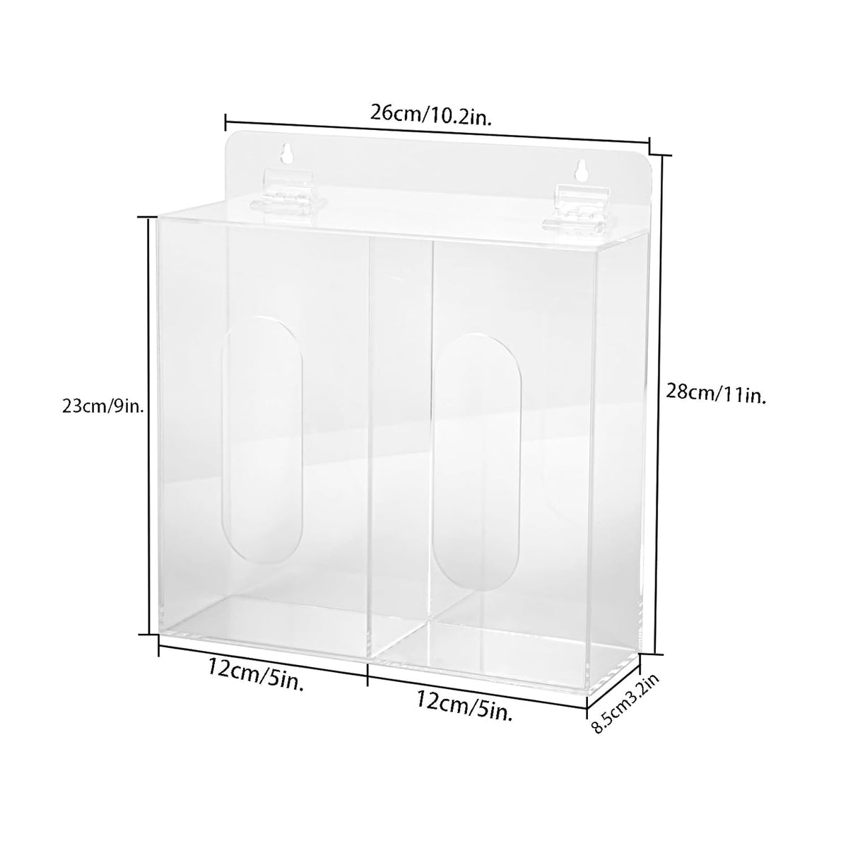 Wall Mounted Glove Dispenser, Hairnet Shoe Cover Dispenser，Acrylic Glove Box Holder, Clear (for 2