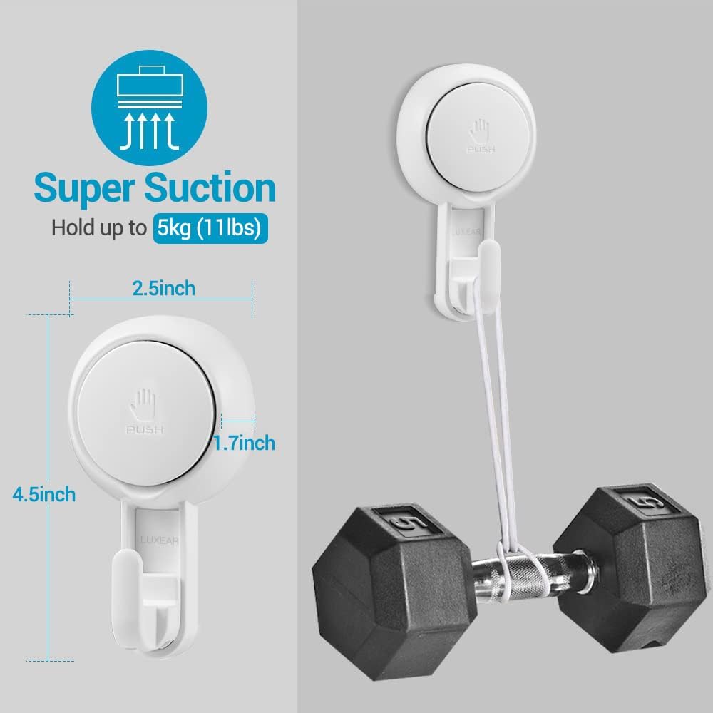 LUXEAR Suction Hooks Powerful Suction Cup Hooks Vacuum Suction Holder Heavy Duty Shower Suction