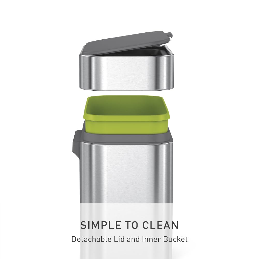 simplehuman Compost Caddy, Detachable and Countertop Bin, 4 Liter / 1.06 Gallon, Brushed Stainless