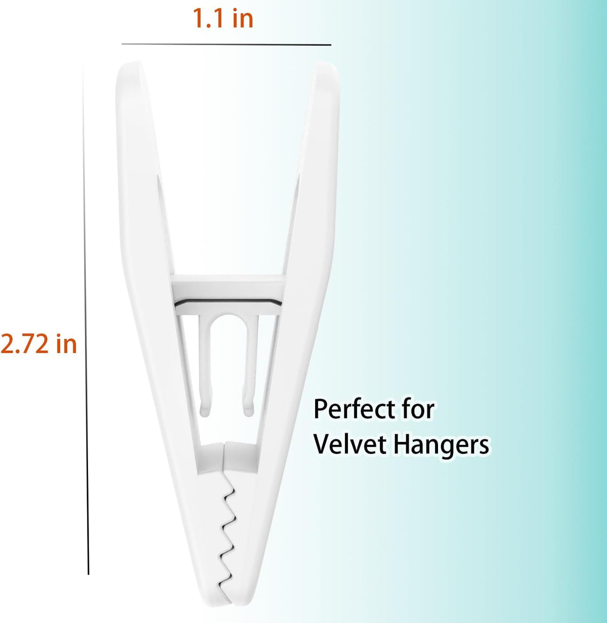 Hanger Clips for Velvet Hangers (White, 40 PCS), Non-Slip Plastic Clips Pant Skirt Hanger Clips for
