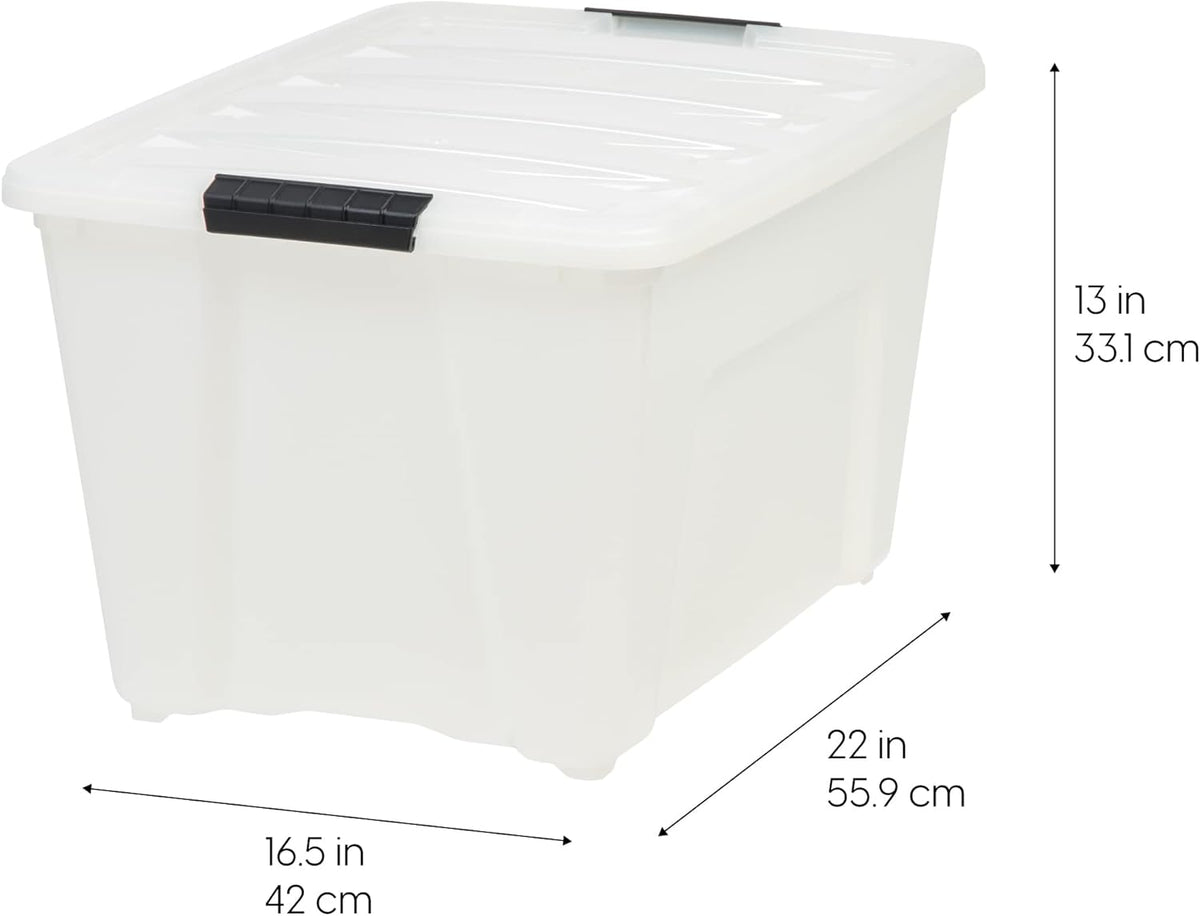 IRIS USA 54 Qt Stackable Plastic Storage Bins with Lids, 4 Pack - BPA-Free, Made in USA - Discreet