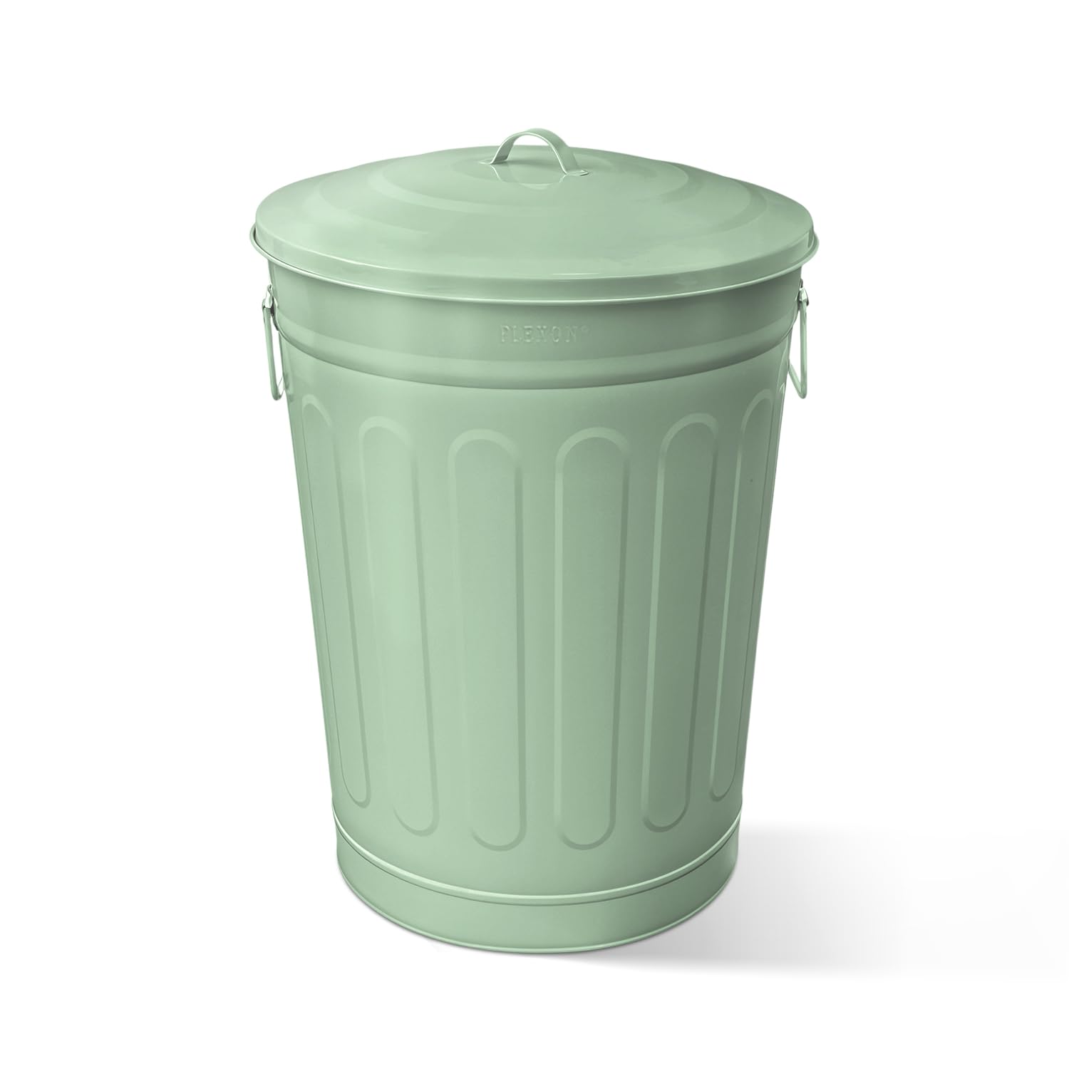 Plexon Round Trash Can 13 Gallon, Vintage Metal Outdoor Trash Can with Lid, Retro Farmhouse Garbage