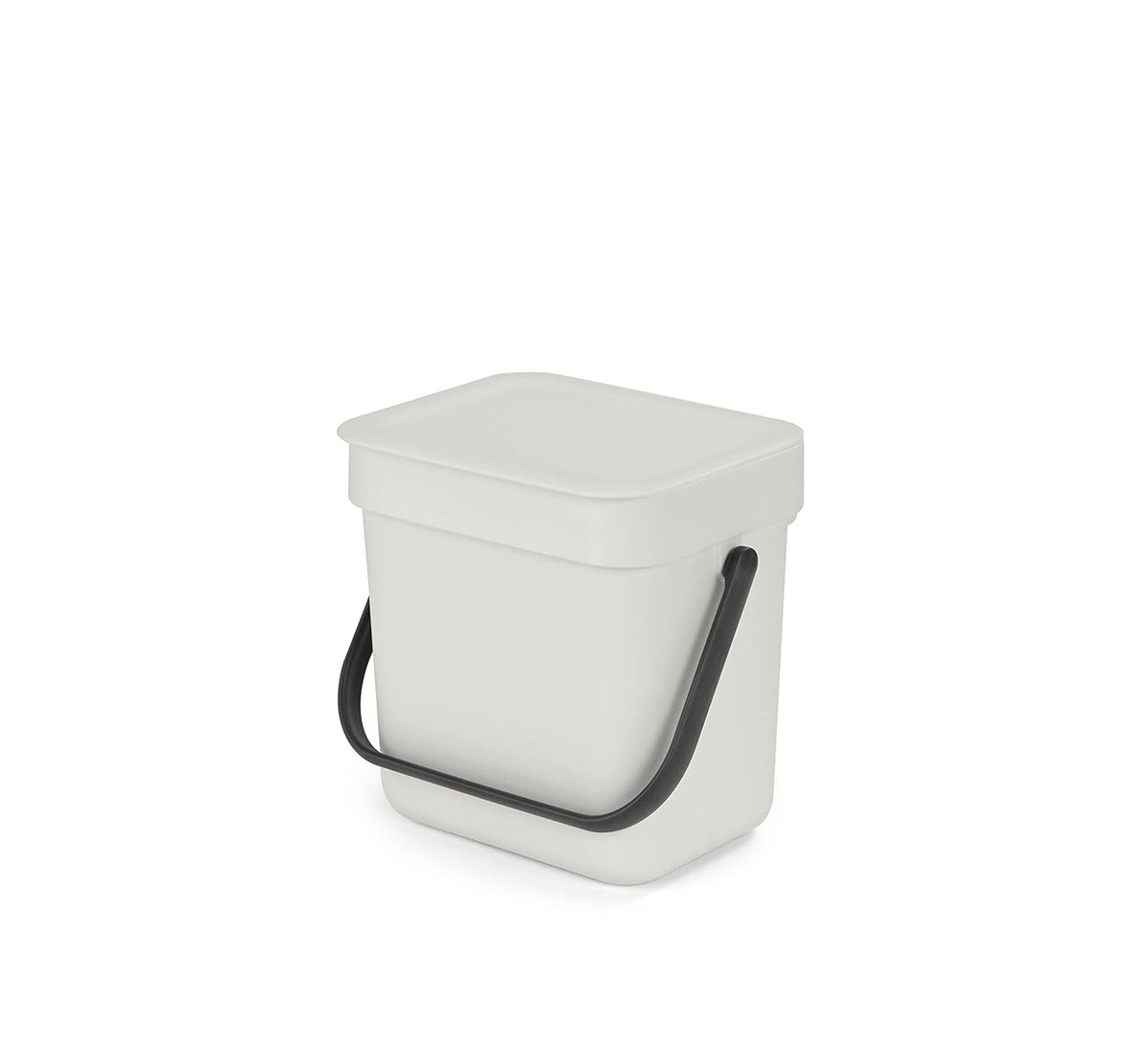 Brabantia Sort & Go Food Trash Can (0.8 Gal/Light Gray) Small Countertop Kitchen Compost Caddy with